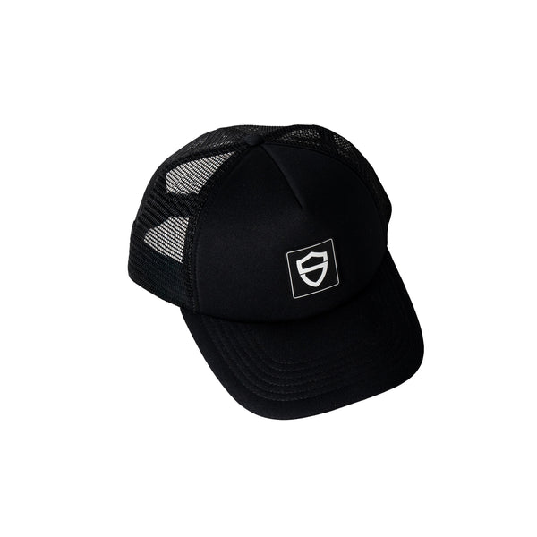 Big Juicy water bottle, Shield Trucker hat, and SafeStyle socks bundled together