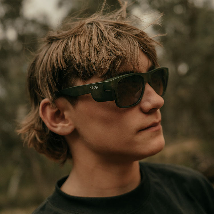 Fusions Matte Moss Green Frame Polarised Lens Safety Glasses