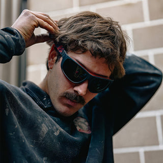 Switches Matte Black/Red Frame Grey Polarised Lens Safety Glasses