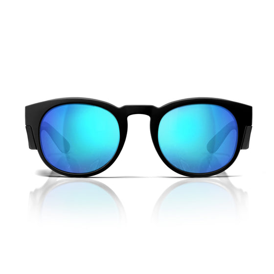 Cruisers Matte Black Frame Mirrors Blue Polarised Safety Glasses