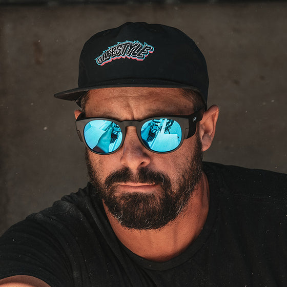 Cruisers Matte Black Frame Mirrors Blue Polarised Safety Glasses