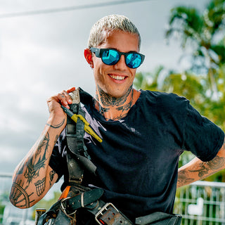 Cruisers Matte Black Frame Mirrors Blue Polarised Safety Glasses