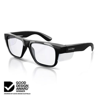 Fusions Black Frame Clear Lens Safety Glasses