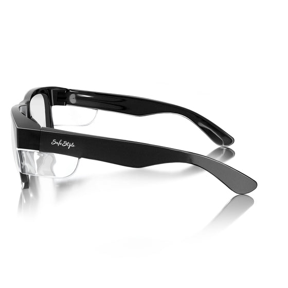 Fusions Black Frame Clear Lens Safety Glasses