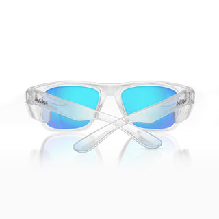 Fusions Clear Frame Mirrors Blue Polarised Lens Safety Glasses