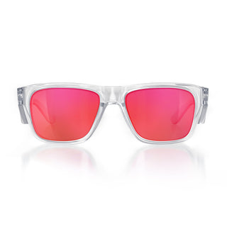 Fusions Clear Frame Mirrors Red Polarised Lens Safety Glasses