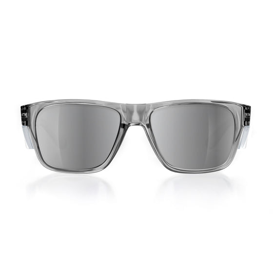 Fusions safety glasses with graphite frame and chrome mirror lens