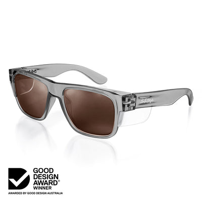 Fusions Graphite Frame Brown Polarised Lens Safety Glasses