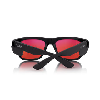 Fusions Matte Black Frame Mirrors Red Polarised Lens Safety Glasses