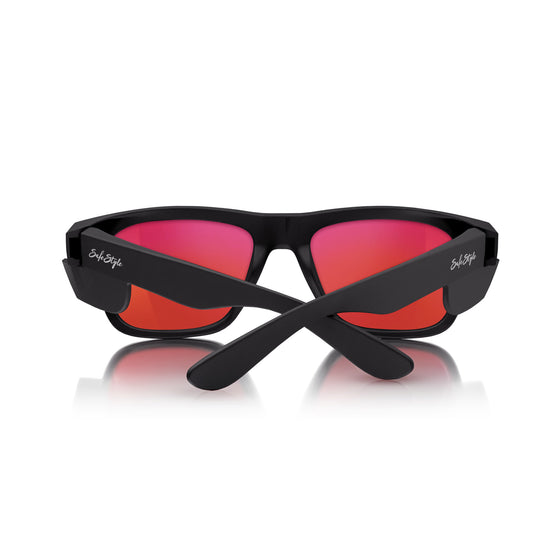 Fusions Matte Black Frame Mirrors Red Polarised Lens Safety Glasses
