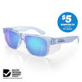 Fusions XL Blue Frame Mirrors Blue Polarised Lens Safety Glasses