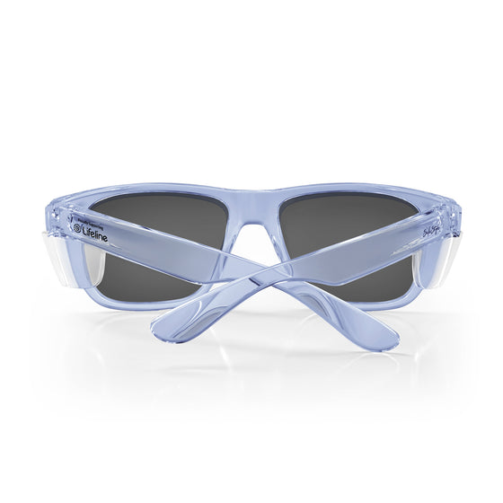 Fusions XL blue frame safety glasses with reflective blue UV400 lens