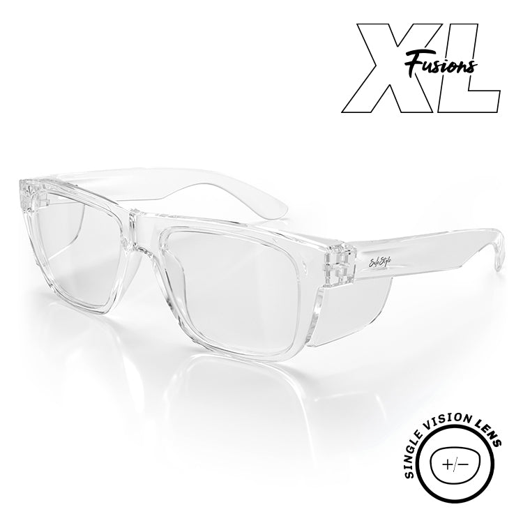 Fusions XL Clear Frame Prescription Safety Glasses