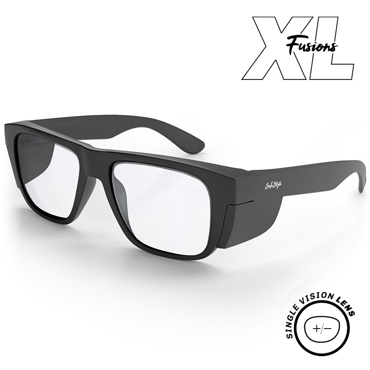 Fusions XL Matte Black Prescription Safety Glasses