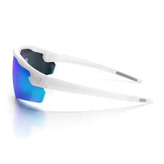 Phantoms Matte White Frame Reflectors Blue Lens Safety Glasses