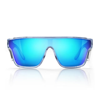Primes Blue Frame Reflectors Blue Lens Safety Glasses, front view, blue reflective frames and lens