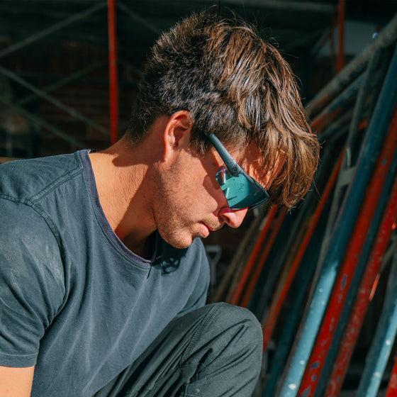 Phantoms Matte Black Frame Reflectors Blue Lens Safety Glasses