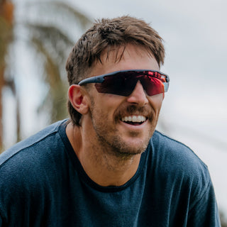 Phantoms Matte Navy Reflectors Red Lens Safety Glasses