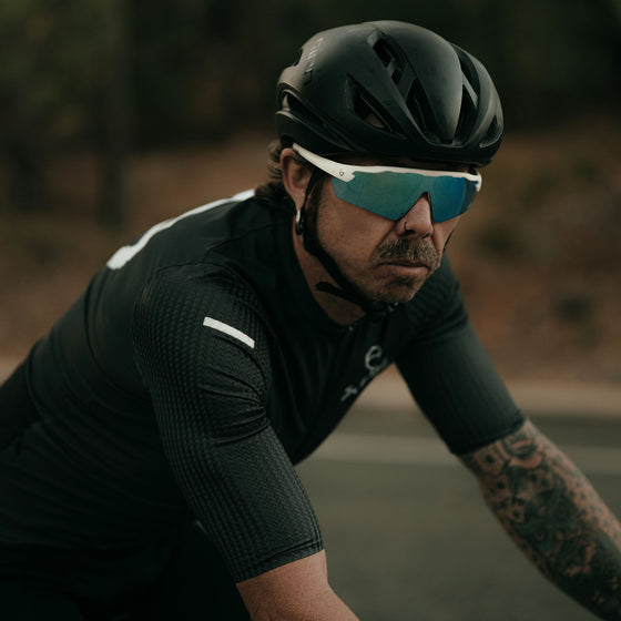 Phantoms Matte White Frame Reflectors Blue Lens Safety Glasses