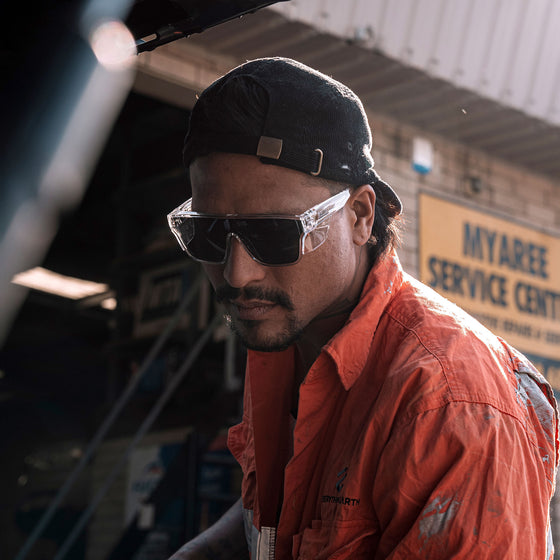 Primes Clear Frame Tinted Lens Safety Glasses