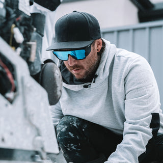 Primes Matte Black Frame Reflectors Blue Lens Safety Glasses