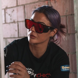 Primes Matte Black Frame Reflectors Red Lens Safety Glasses