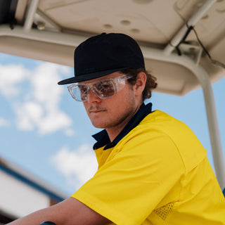 Fusions XL Clear Frame Hybrids with photochromic lens, front view, rectangular lines