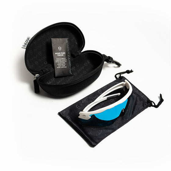 Phantoms Matte White Frame Reflectors Blue Lens Safety Glasses