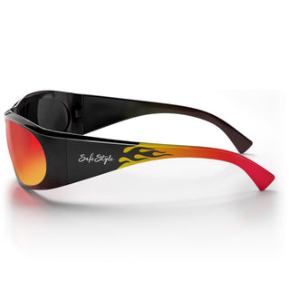 Sonics Black Infernos Frame Mirrors Red Polarised Lens Safety Glasses
