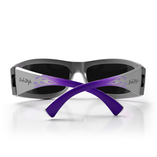 Sonics Silver Infernos Frame Mirrors Purple Polarised Lens Safety Glasses