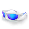 Sonics White Infernos Frame Mirrors Blue Polarised Lens Safety Glasses