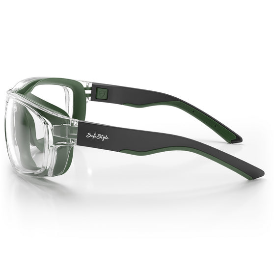 Switches Clear/Green Frame Clear Lens Safety Glasses