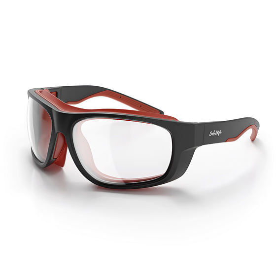 Switches Matte Black/Red Frame Clear Lens Safety Glasses