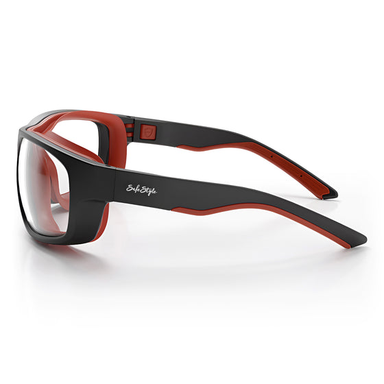 Switches Matte Black/Red Frame Clear Lens Safety Glasses