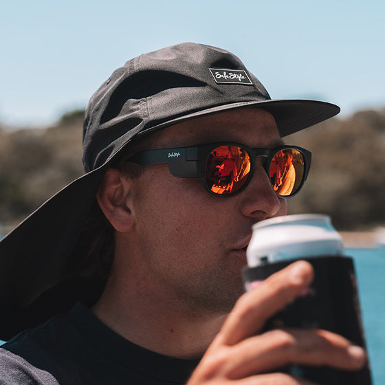 Cruisers Matte Black Frame Mirrors Red Polarised Safety Glasses