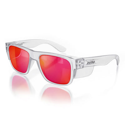 Fusions Clear Frame Mirrors Red Polarised Lens