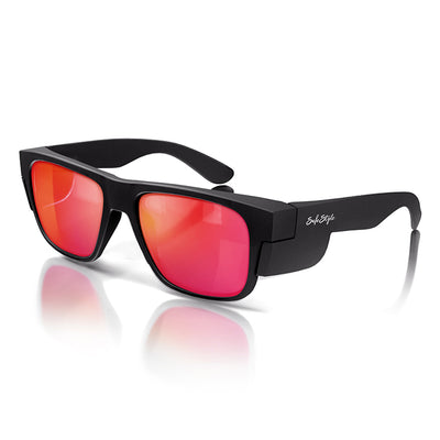 Fusions Matte Black Frame Mirrors Red Polarised Lens