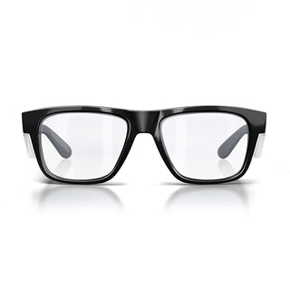 Fusions Black Frame Clear Lens Safety Glasses