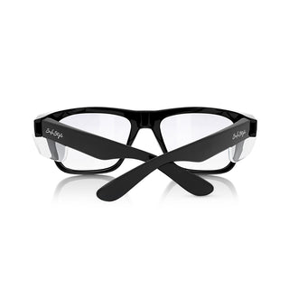 Fusions Black Frame Clear Lens Safety Glasses