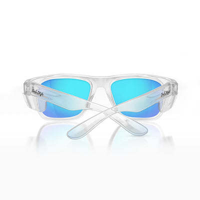 Fusions Clear Frame Mirrors Blue Polarised Lens