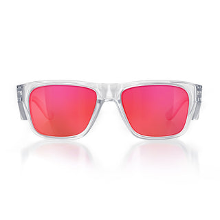 Fusions Clear Frame Mirrors Red Polarised Lens Safety Glasses