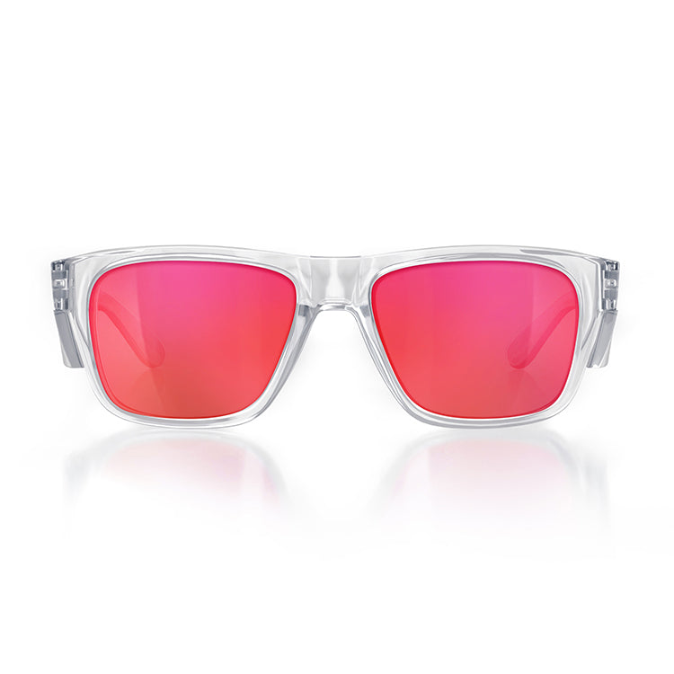 Fusions Clear Frame Mirrors Red Polarised Lens