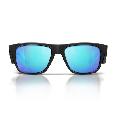 Fusions Matte Black Frame Mirrors Blue Polarised Lens