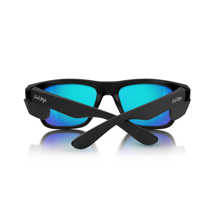 Fusions Matte Black Frame Mirrors Blue Polarised Lens