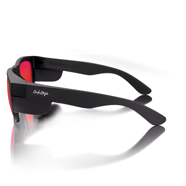 Fusions Matte Black Frame Mirrors Red Polarised Lens